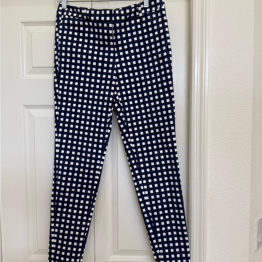 The Limited Navy and White Checkered Ankle Pants